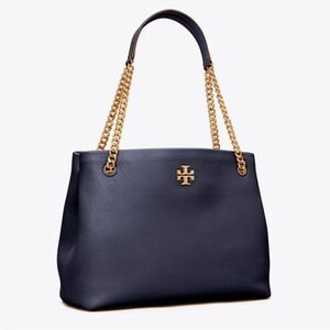 Tory Burch Navy and Gold Tote Bag